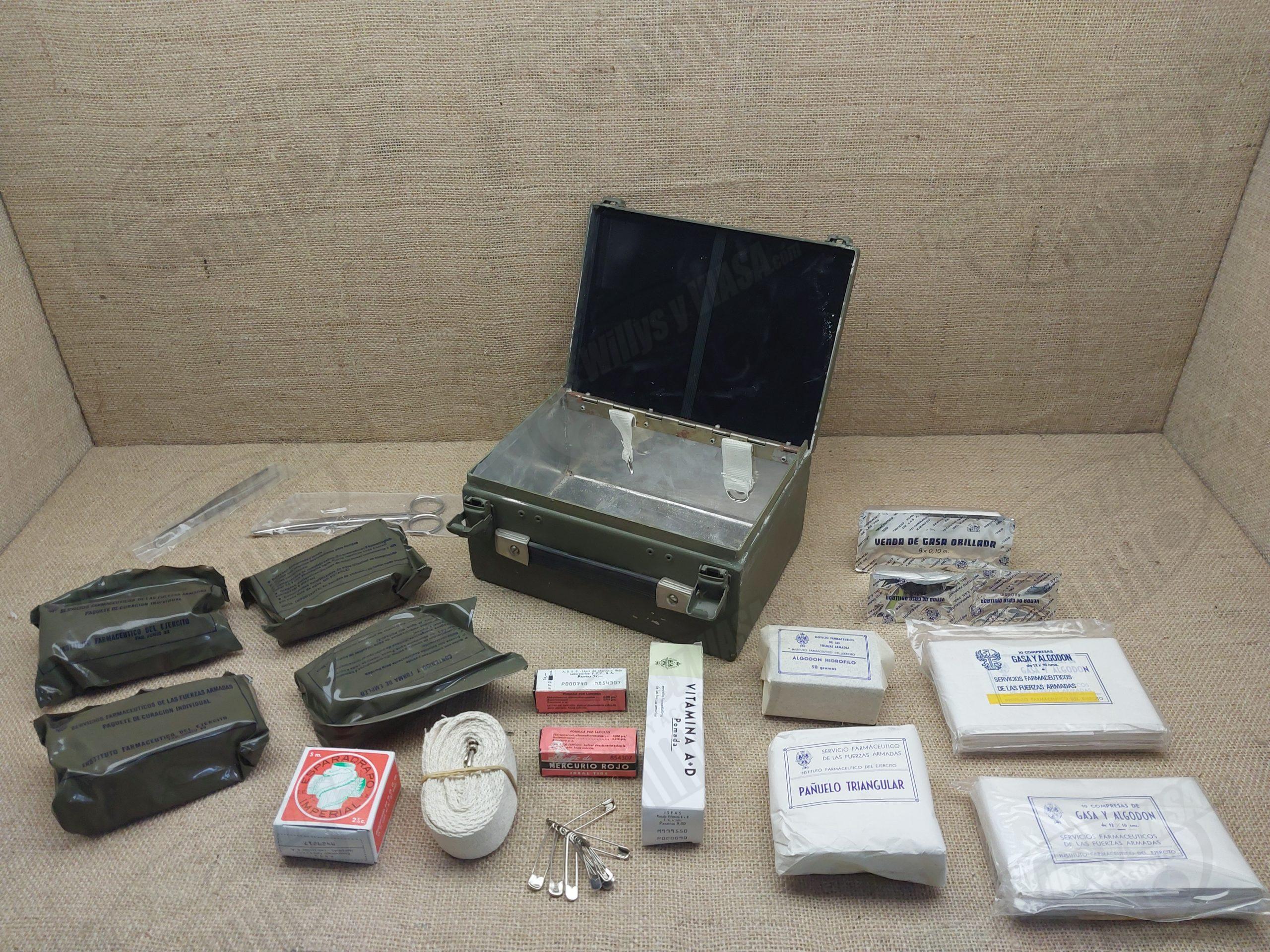 antiguo botiquin de vehiculo lleno